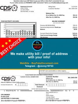 Texas CPS utility bill Sample Fake utility bill